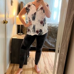 Daniel Rainn Split Neck Frayed Blouse